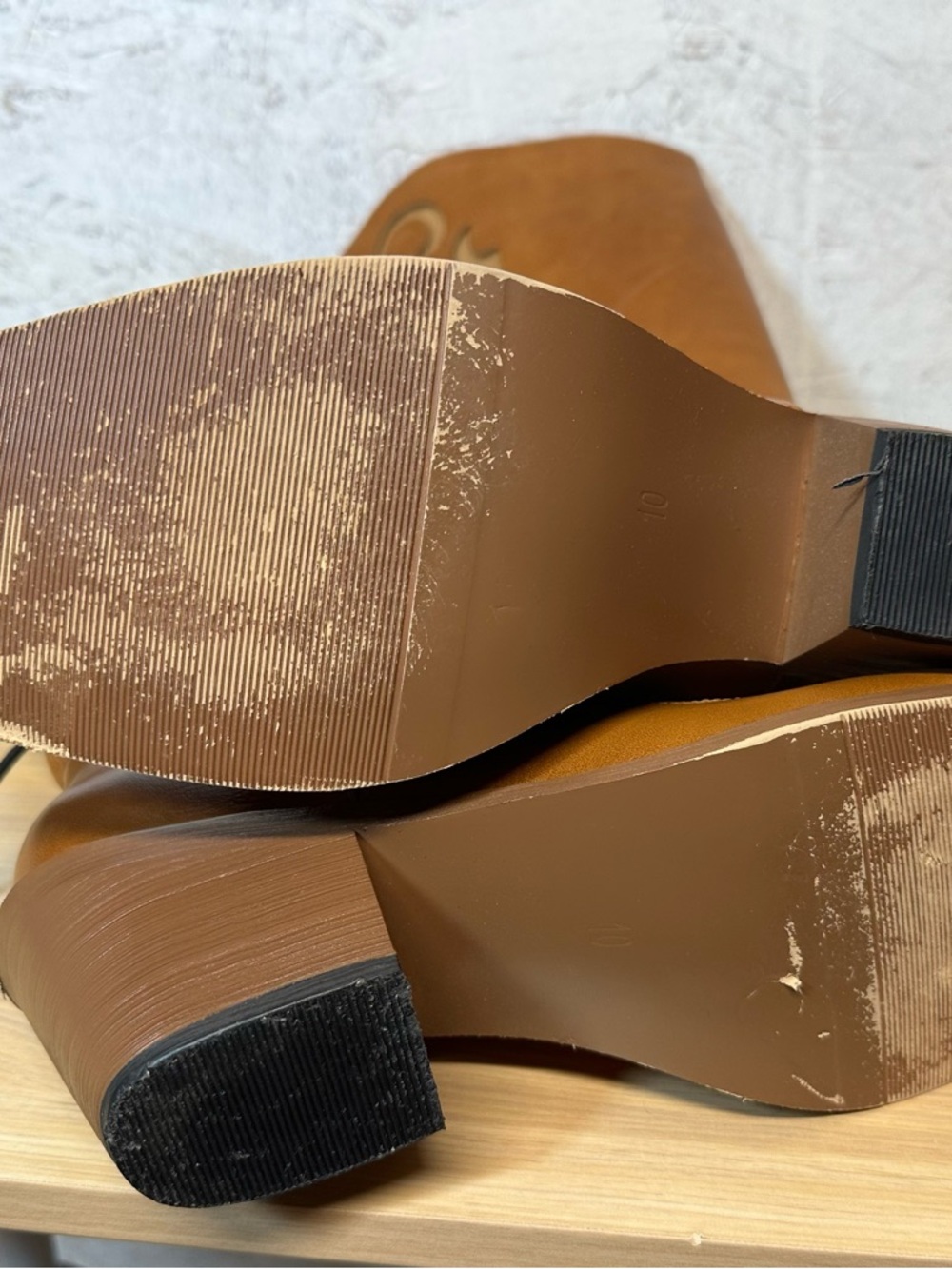 SO SIMPOK Lace-Up Tan Knee-High Western Boots Sz 10.5 zippers on sides - Picture 3 of 3